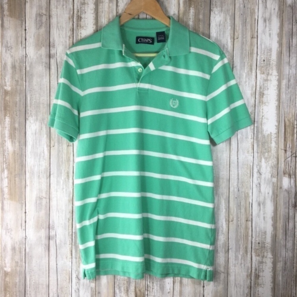 Chaps Green Striped Polo